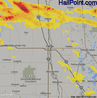 Hail Map for Fargo, ND Region on July 6, 2017