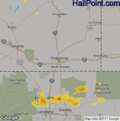 Hail Map for Cheyenne, WY Region on July 6, 2017 
