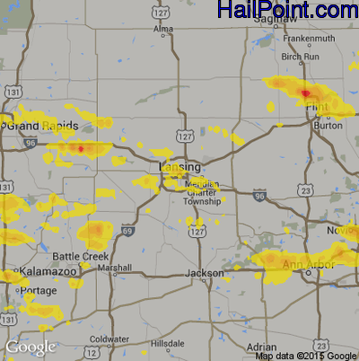 Hail Map for Lansing, MI Region on July 7, 2017 