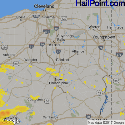 Hail Map for Canton, OH Region on July 7, 2017