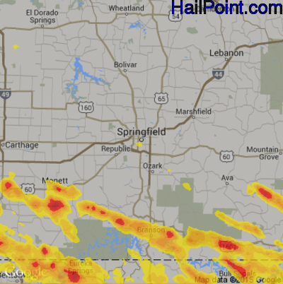 Hail Map for Springfield, MO Region on July 7, 2017