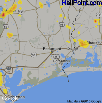 Hail Map for Beaumont, TX Region on July 9, 2017 