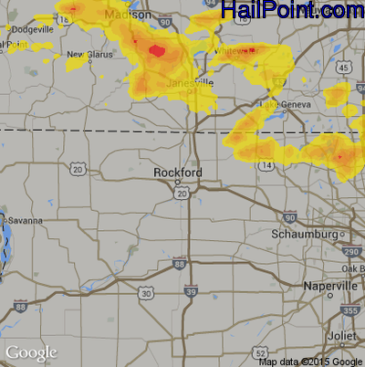 Hail Map for Rockford, IL Region on July 10, 2017