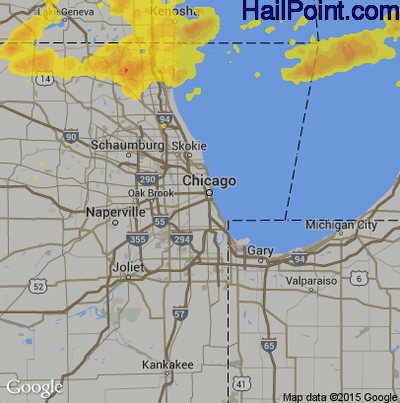 Hail Map for Chicago, IL Region on July 10, 2017 