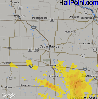 Hail Map for Cedar Rapids, IA Region on July 10, 2017 