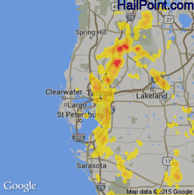 Hail Map for Tampa, FL Region on July 10, 2017 