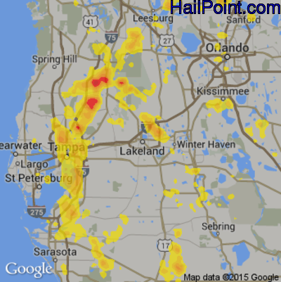 Hail Map for Lakeland, FL Region on July 10, 2017
