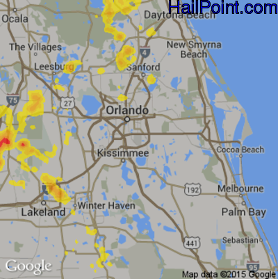 Hail Map for Orlando, FL Region on July 10, 2017