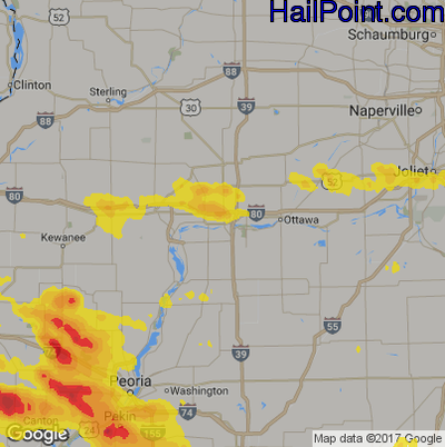 Hail Map for Peru, IL Region on July 10, 2017