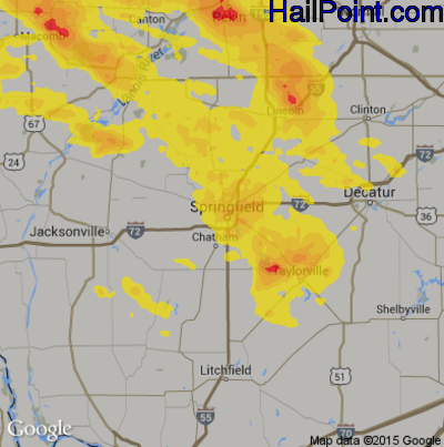 Hail Map for Springfield, IL Region on July 11, 2017