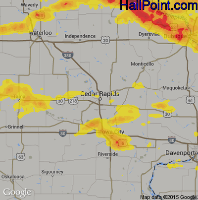 Hail Map for Cedar Rapids, IA Region on July 11, 2017