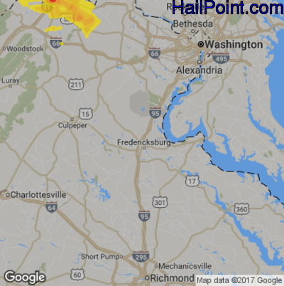 Hail Map for Fredericksburg, VA Region on July 11, 2017