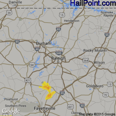 Hail Map for Raleigh, NC Region on July 11, 2017