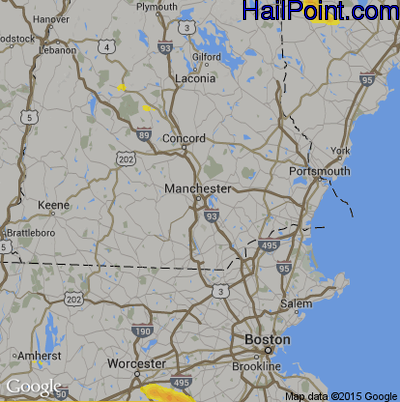 Hail Map for Manchester, NH Region on July 12, 2017