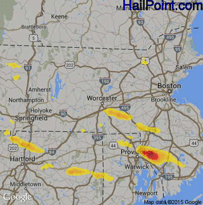 Hail Map for Worcester, MA Region on July 12, 2017