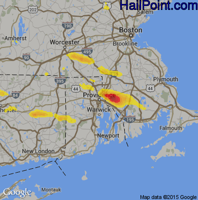 Hail Map for Providence, RI Region on July 12, 2017