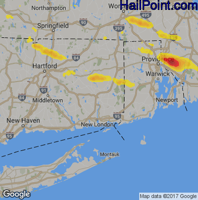 Hail Map for Norwich, CT Region on July 12, 2017 