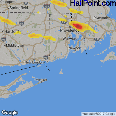 Hail Map for Charlestown, RI Region on July 12, 2017
