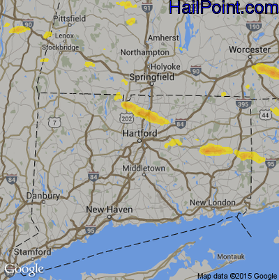 Hail Map for Hartford, CT Region on July 12, 2017