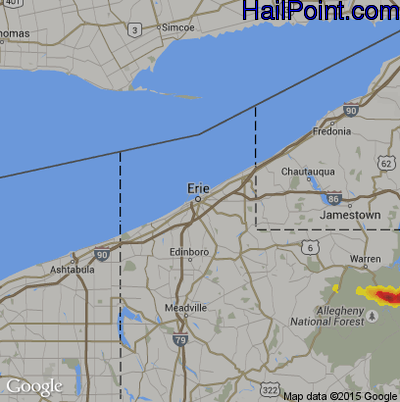 Hail Map for Erie, PA Region on July 12, 2017 