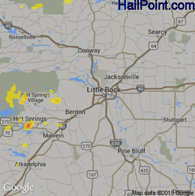 Hail Map for Little Rock, AR Region on July 14, 2017 