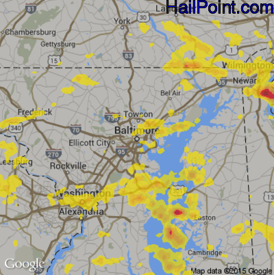 Hail Map for Baltimore, MD Region on July 14, 2017
