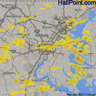 Hail Map for Washington, DC Region on July 14, 2017