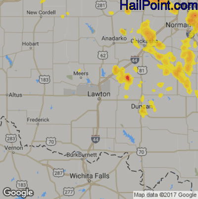 Hail Map for Lawton, OK Region on July 15, 2017