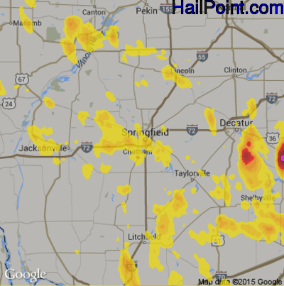 Hail Map for Springfield, IL Region on July 16, 2017