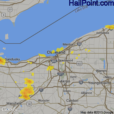 Hail Map for Cleveland, OH Region on July 16, 2017