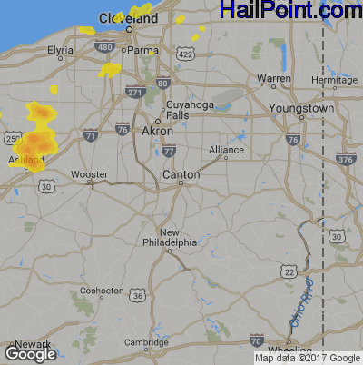 Hail Map for Canton, OH Region on July 17, 2017