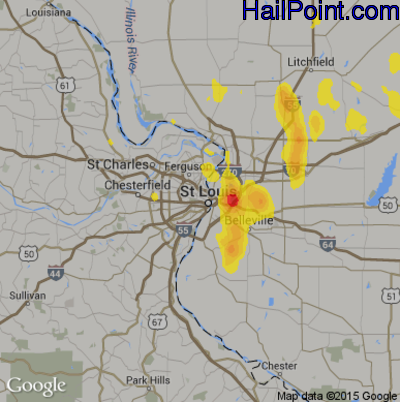Hail Map for St. Louis, MO Region on July 17, 2017 