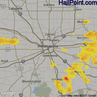 Hail Map for Indianapolis, IN Region on July 17, 2017