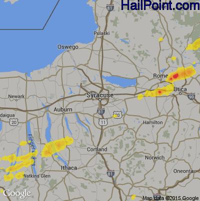 Hail Map for Syracuse, NY Region on July 17, 2017