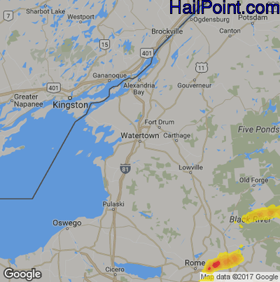 Hail Map for Watertown, NY Region on July 17, 2017 
