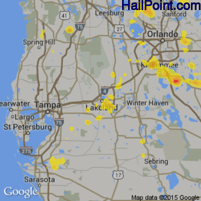 Hail Map for Lakeland, FL Region on July 17, 2017
