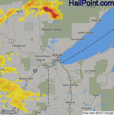 Hail Map for Duluth, MN Region on July 17, 2017