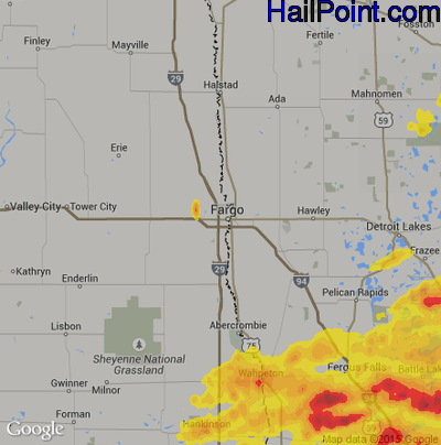 Hail Map for Fargo, ND Region on July 17, 2017 