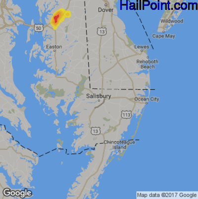 Hail Map for Salisbury., MD Region on July 17, 2017
