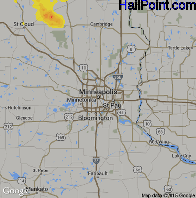 Hail Map for Minneapolis, MN Region on July 18, 2017