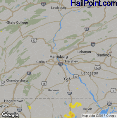 Hail Map for Harrisburg, PA Region on July 18, 2017