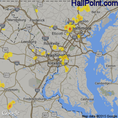 Hail Map for Washington, DC Region on July 18, 2017 