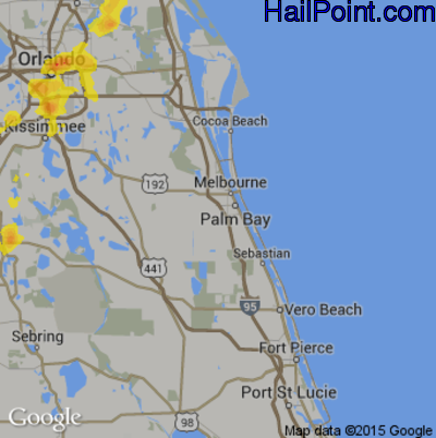Hail Map for Palm Bay, FL Region on July 18, 2017