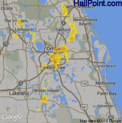 Hail Map for Orlando, FL Region on July 18, 2017