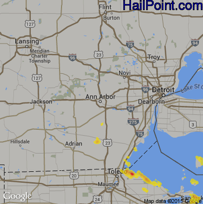 Hail Map for Ann Arbor, MI Region on July 19, 2017