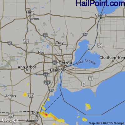 Hail Map for Detroit, MI Region on July 19, 2017