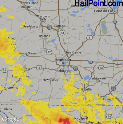 Hail Map for Madison, WI Region on July 20, 2017