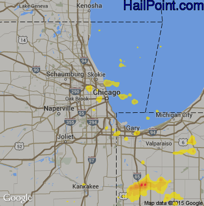Hail Map for Chicago, IL Region on July 20, 2017