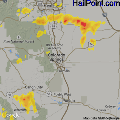 Hail Map for Colorado Springs, CO Region on July 20, 2017