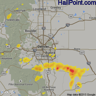 Hail Map for Denver, CO Region on July 20, 2017